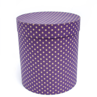 Коробка подарочная, Бежевые точки, Фиолетовый, 23*21 см