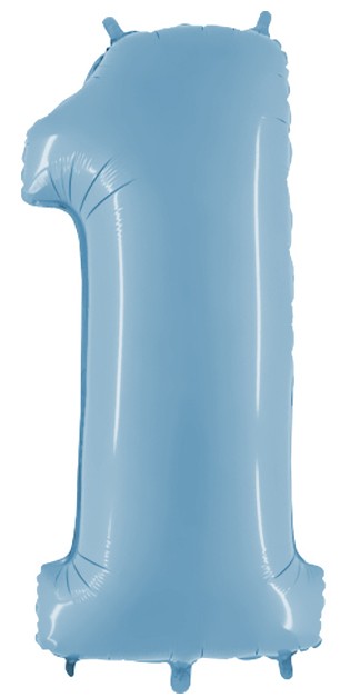 Шар (40''/102 см) Цифра, 1, Голубой, 1 шт.