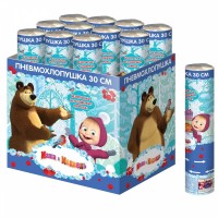 Пневмохлопушка (12''/30 см) Маша и медведь, Фольгированные звезды + бумажные конфетти