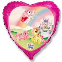 Шар (18''/46 см) Сердце, My Little Pony, Лошадки в сказочном замке, Розовый, 1 шт.