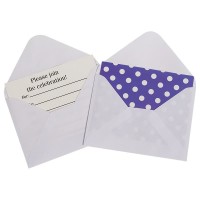 Открытка пригласительная, Белые точки, Фиолетовый, с конвертом, 12 шт