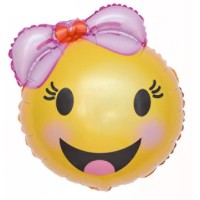 Шар (21''/53 см) Фигура, Смайл с бантом, Желтый, 1 шт.