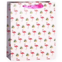 Пакет подарочный, Фламинго, с блестками, 23*18*10 см, 1 шт.