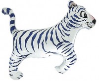 Шар (15''/38 см) Мини-фигура, Тигр, Белый, 1 шт.