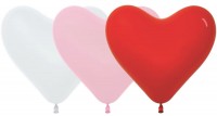 Сердце (16''/41 см) Ассорти Белый (005)/Розовый (009)/Красный (015), пастель, 100 шт.