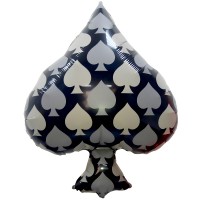 Шар (26''/66 см) Фигура, Карточная масть: пики, Черный, 1 шт.