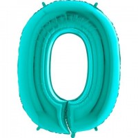 Шар (40''/102 см) Цифра, 0, Тиффани, 1 шт.