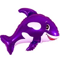 Шар (14''/36 см) Мини-фигура, Веселый кит, Фиолетовый, 1 шт.