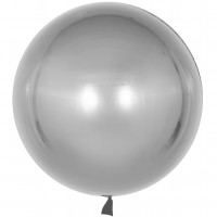 Шар с клапаном (18''/46 см) Сфера 3D, Deco Bubble, Серебро, 10 шт.