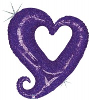 Шар (37''/94 см) Фигура, Цепь сердец, Фиолетовый, Голография, 1 шт.