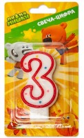 Свеча Цифра 3, Ми-ми-мишки, 7 см
