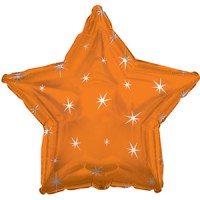Шар (18''/46 см) Звезда, Искры, Оранжевый, 1 шт.