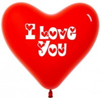 Сердце (6''/15 см) I love you, Красный (015), пастель, 2 ст, 50 шт.