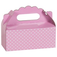 Коробка для пирожных, Белые точки, Розовый, 10 шт