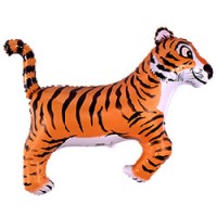 Шар (14''/36 см) Мини-фигура, Тигр, Черный, 1 шт.