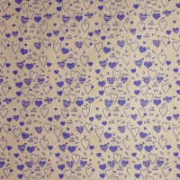 Упаковочная бумага Крафт 78гр (0,7 х 8,5 м) Сердца, Фиолетовый, 1 шт