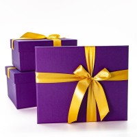 Набор коробок, Золотисто-янтарный бант, Фиолетовый, 3 шт.