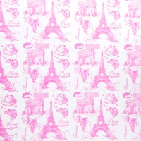 Упаковочная бумага Крафт 78гр (0,7 х 8,5 м) Париж, Розовый/Белый, 1 шт