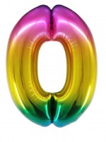 Шар (34''/86 см) Цифра, 0, Радужный, Градиент, в упаковке 1 шт.