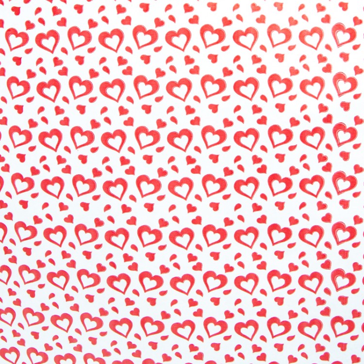 Упаковочная бумага Крафт 78гр (0,7 х 8,5 м) Валентинки, Красный / Белый, 1 шт