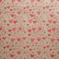 Упаковочная бумага Крафт 78гр (0,7 х 8,5 м) Сердца, Красный, 1 шт