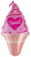 Шар с клапаном (17''/43 см) Мини-фигура, Мороженое (сладкое) , Розовый, 1 шт.