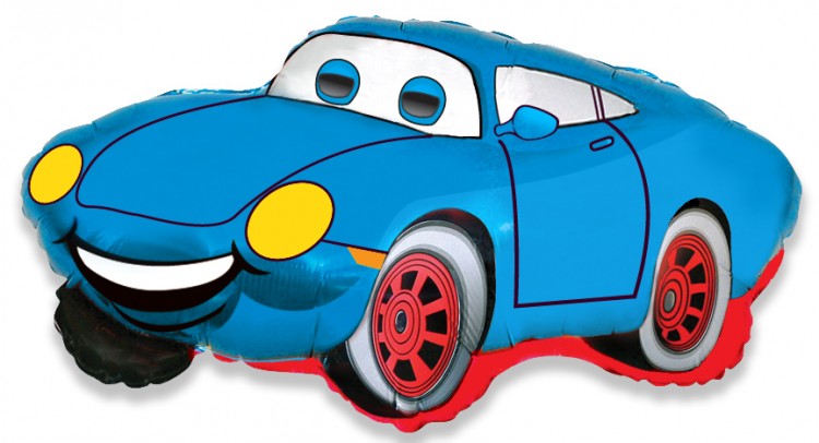 Шар (32''/81 см) Фигура, Гоночная машина, Синий, 1 шт.