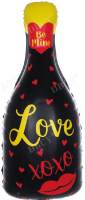 Шар (33''/84 см) Фигура, Бутылка шампанского "Love", Черный, 1 шт.