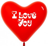 Сердце (12''/30 см) I love you, Красный (015), пастель, 2 ст, 50 шт.