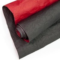 Упаковочная жатая бумага (0,7*5 м) ДекоЛюкс, Черный/Красный, 1 шт.