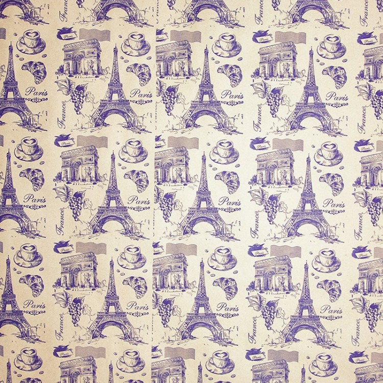 Упаковочная бумага Крафт 78гр (0,7 х 8,5 м) Париж, Фиолетовый, 1 шт