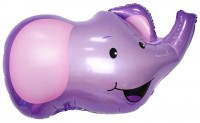 Шар с клапаном (15''/38 см) Мини-фигура, Голова слона, Фиолетовый, 1 шт.