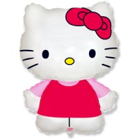 Шар (12''/30 см) Мини-фигура, Котенок с бантиком, Розовый, 1 шт.