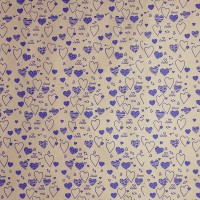 Упаковочная бумага Крафт 78гр (0,7 х 8,5 м) Сердечки, Фиолетовый, 1 шт