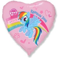 Шар (18''/46 см) Сердце, My Little Pony, Лошадка Радуга, Розовый, 1 шт.