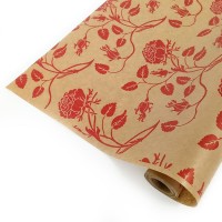 Упаковочная бумага Крафт 40гр (0,72 х 10 м) Вьющиеся розы, Красный, 1 шт