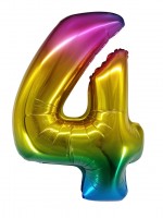 Шар (34''/86 см) Цифра, 4, Радужный, Градиент, в упаковке 1 шт.