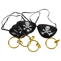 Набор пирата №5 (повязки на глаза, сережки), 4 комплекта