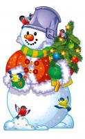 Плакат Снеговик с елочкой, 41 см