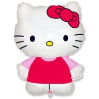 Шар (12''/30 см) Мини-фигура, Котенок с бантиком, Розовый, 1 шт.