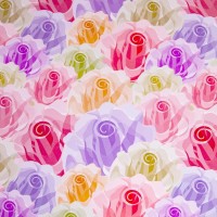 Упаковочная бумага (0,7*1 м) Бутоны роз, Разноцветный, 1 шт.