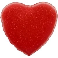 Шар с клапаном (10''/25 см) Мини-сердце, Красный, Голография, 1 шт.