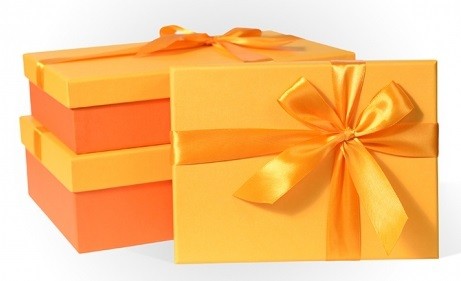 Набор коробок, Золотой бант, Оранжевый, 3 шт.