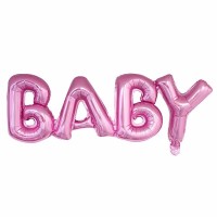 Шар (32''/81 см) Фигура, Надпись "Baby", Розовый, 1 шт.