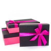 Набор коробок, Розовый бант, Черный/Фуше, 3 шт.