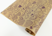 Упаковочная бумага Крафт 40гр (0,72 х 10 м) Сердечки фигурные, Фиолетовый, 1 шт