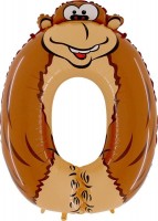 Шар (40''/102 см) Цифра, 0 Обезьяна, 1 шт.