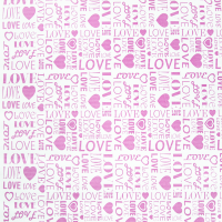 Упаковочная бумага Крафт 78гр (0,7 х 8,5 м) LOVE, Розовый/Белый, 1 шт