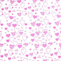 Упаковочная бумага, Крафт (0,7*8,5 м) Сердечки, Розовый/Белый, 1 шт.