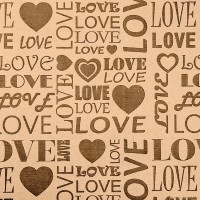 Упаковочная бумага Крафт 78гр (0,7 х 8,5 м) LOVE, Коричневый, 1 шт.